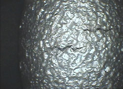 Images of cracks and chips inside the cast component photographed using an Olympus videoscope