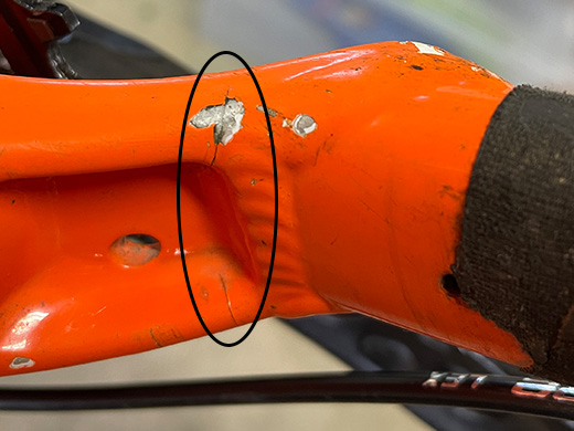 Cracks on a bicycle frame