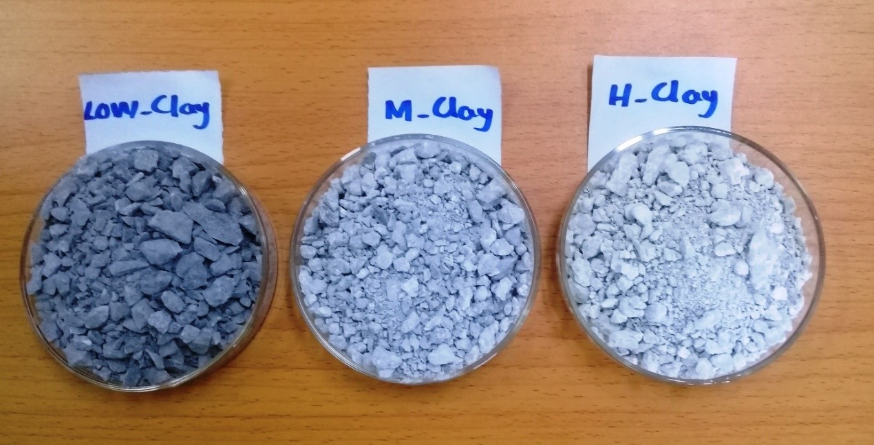 Échantillons de minéraux argileux provenant d’une mine de cuivre porphyrique