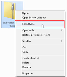 Right-click on the icon and select [Extract All…] from the pop-up menu.