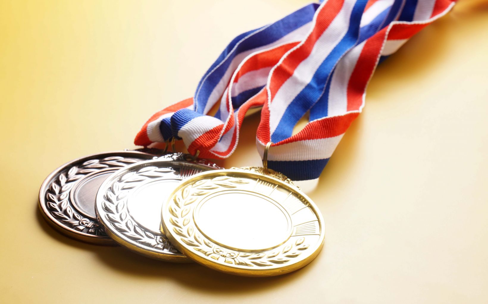 Gold, silver, and bronze medals